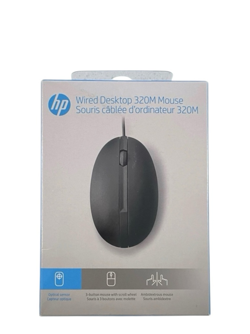 NIB • HP Wired Desktop 320M Black USB Mouse. New in box.